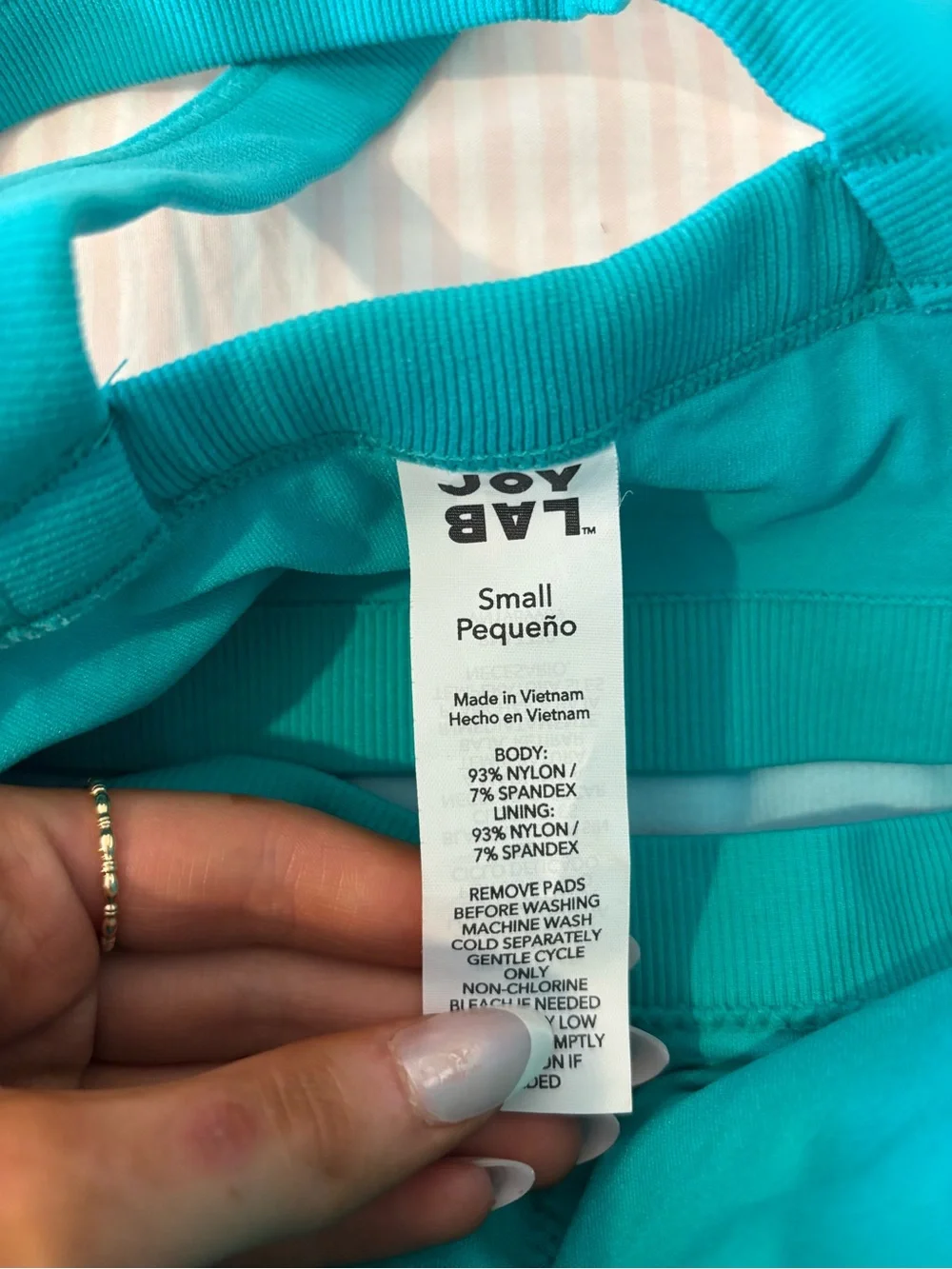 JoyLab Teal Ribbed Crop Tank - Picture 3 of 4